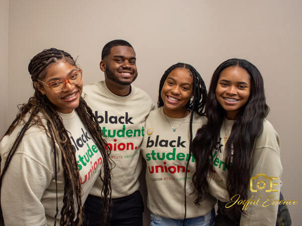 Members of the Black Student Union pose for a photo.