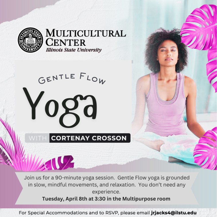 A flyer; an invitation for Gentle Flow Yoga with Cortenay Crosson.